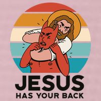 Jesus Has Your Back Fighting Devil Retro Sunset 25L Jumbo Tote