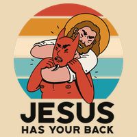 Jesus Has Your Back Fighting Devil Retro Sunset Drawstring Bag