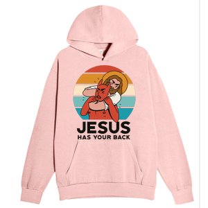 Jesus Has Your Back Fighting Devil Retro Sunset Urban Pullover Hoodie