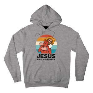 Jesus Has Your Back Fighting Devil Retro Sunset Hoodie