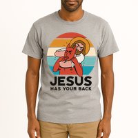 Jesus Has Your Back Fighting Devil Retro Sunset Tall T-Shirt