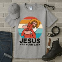 Jesus Has Your Back Fighting Devil Retro Sunset Tall T-Shirt