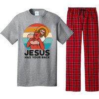 Jesus Has Your Back Fighting Devil Retro Sunset Pajama Set