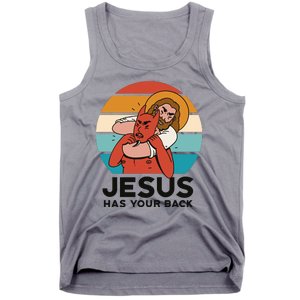 Jesus Has Your Back Fighting Devil Retro Sunset Tank Top