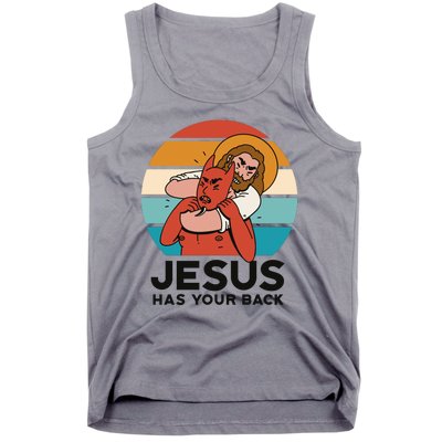 Jesus Has Your Back Fighting Devil Retro Sunset Tank Top