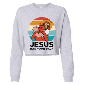 Jesus Has Your Back Fighting Devil Retro Sunset Cropped Pullover Crew