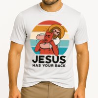 Jesus Has Your Back Fighting Devil Retro Sunset Cooling Performance Crew T-Shirt