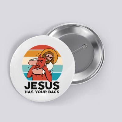 Jesus Has Your Back Fighting Devil Retro Sunset Button