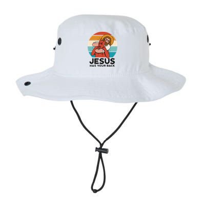 Jesus Has Your Back Fighting Devil Retro Sunset Bucket Hat