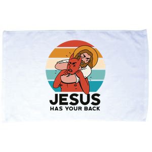 Jesus Has Your Back Fighting Devil Retro Sunset Microfiber Hand Towel