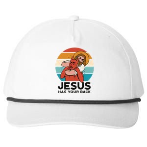 Jesus Has Your Back Fighting Devil Retro Sunset Snapback Five-Panel Rope Hat