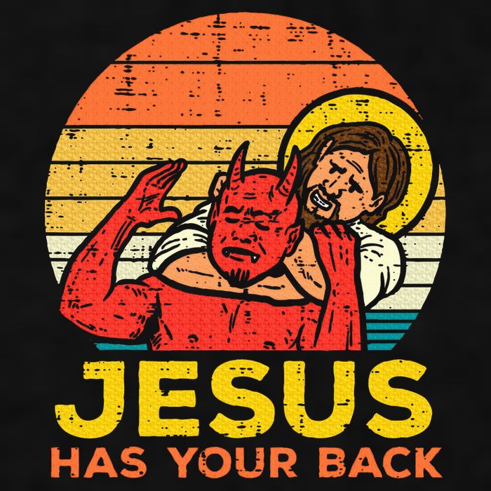 Jesus Has Your Back Jiu Jitsu Retro Christian Ladies PosiCharge Tri-Blend Wicking Tank