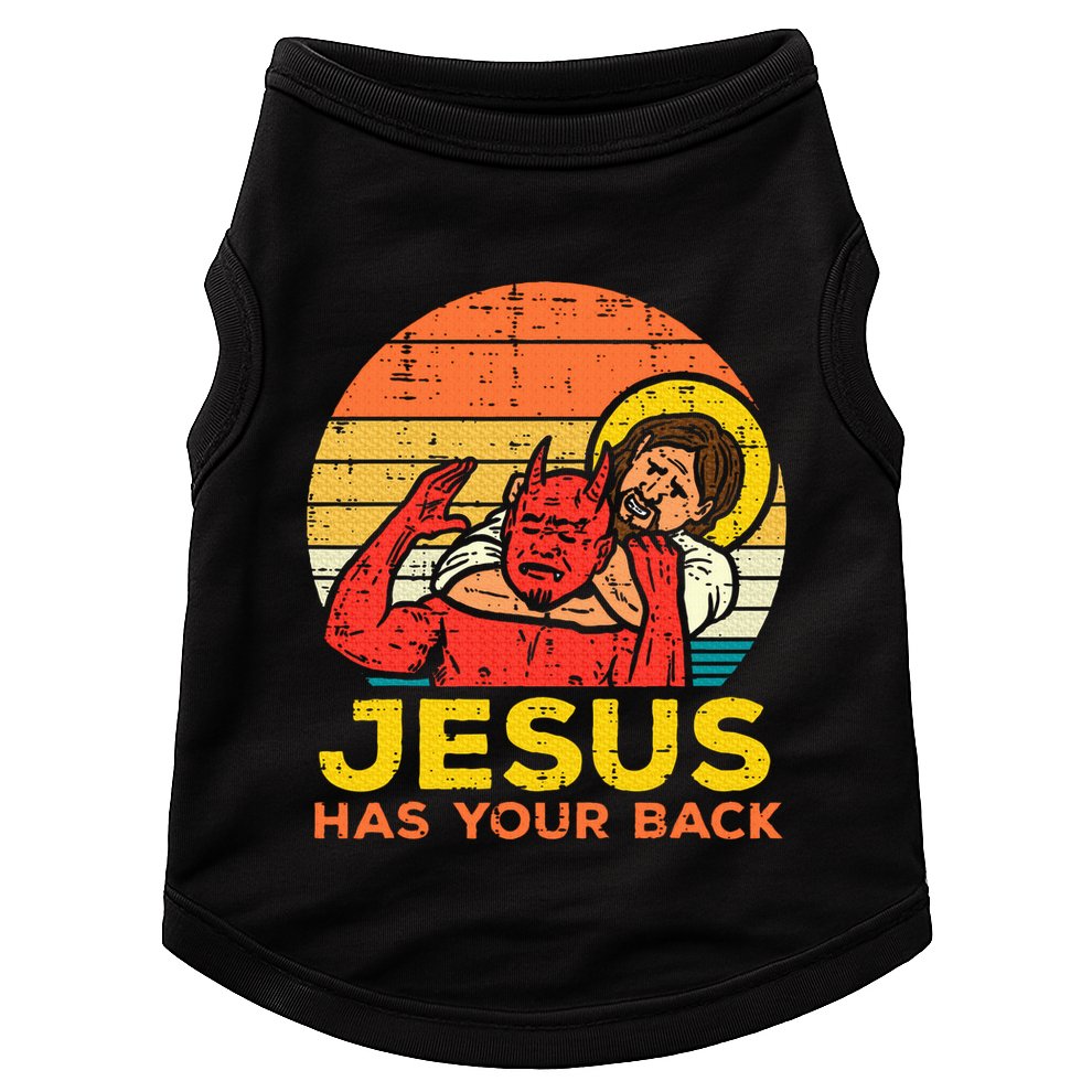 Jesus Has Your Back Jiu Jitsu Retro Christian Doggie Tank