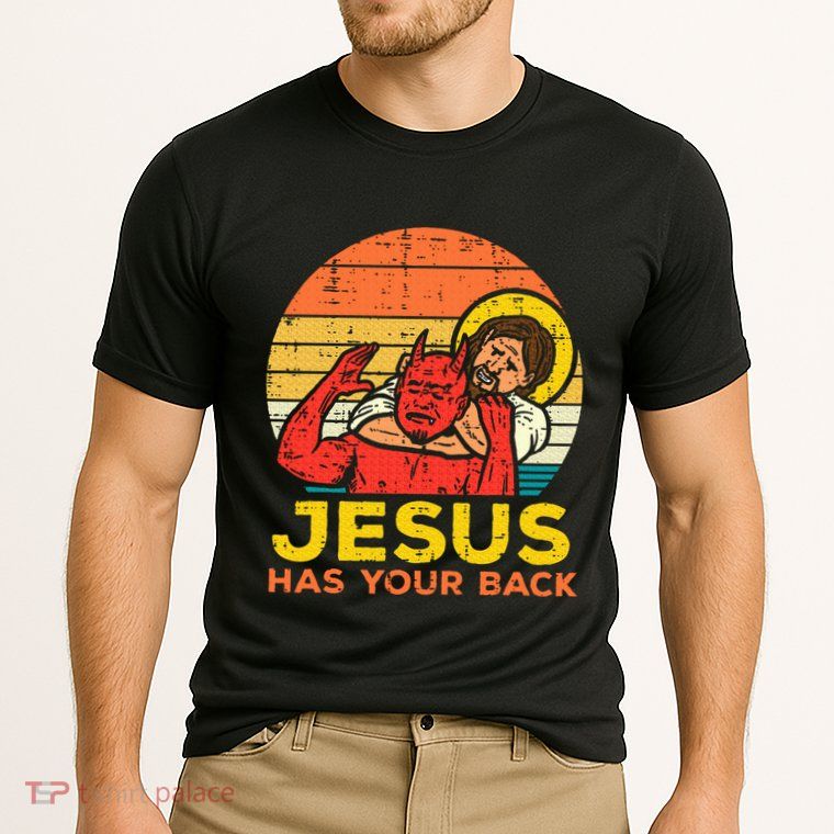 Jesus Has Your Back Jiu Jitsu Retro Christian Performance Shirt
