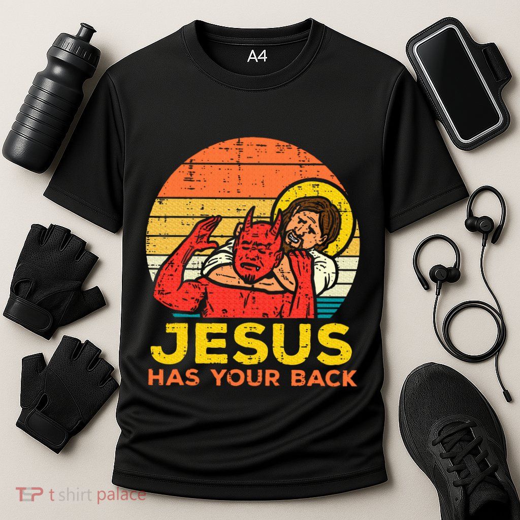 Jesus Has Your Back Jiu Jitsu Retro Christian Performance Shirt