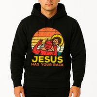Jesus Has Your Back Jiu Jitsu Retro Christian Hoodie