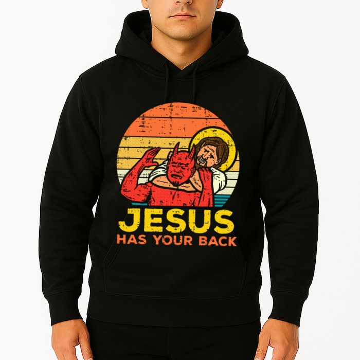 Jesus Has Your Back Jiu Jitsu Retro Christian Hoodie