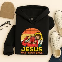 Jesus Has Your Back Jiu Jitsu Retro Christian Hoodie