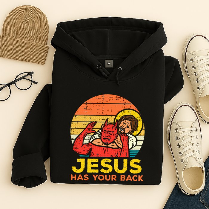 Jesus Has Your Back Jiu Jitsu Retro Christian Hoodie