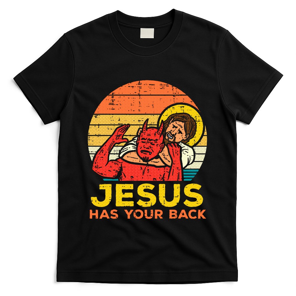 Jesus Has Your Back Jiu Jitsu Retro Christian T-Shirt
