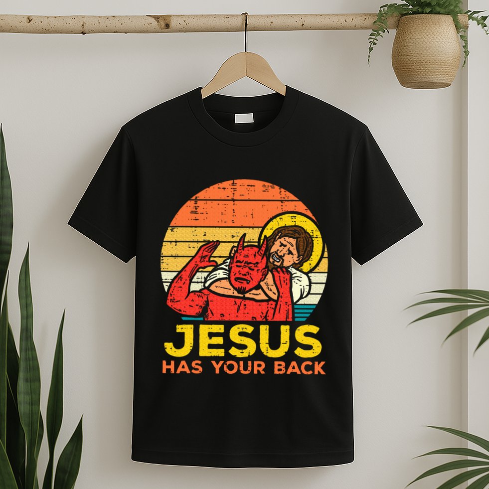 Jesus Has Your Back Jiu Jitsu Retro Christian T-Shirt