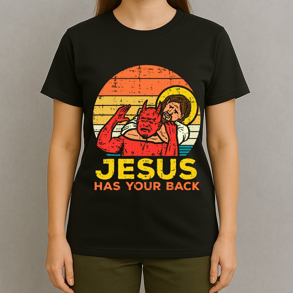 Jesus Has Your Back Jiu Jitsu Retro Christian T-Shirt