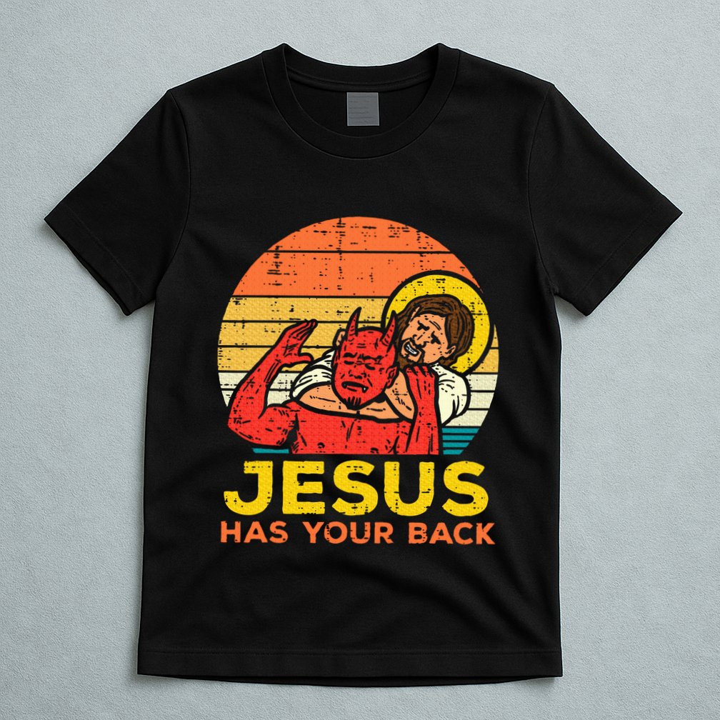 Jesus Has Your Back Jiu Jitsu Retro Christian T-Shirt