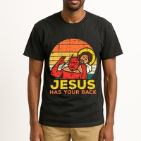 Jesus Has Your Back Jiu Jitsu Retro Christian Tall T-Shirt