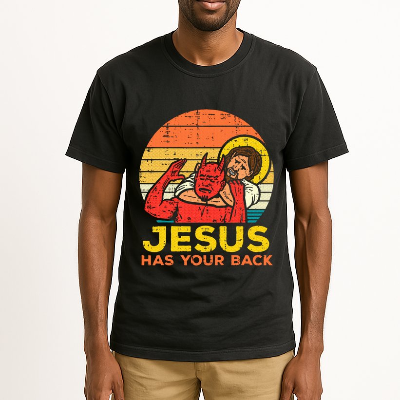 Jesus Has Your Back Jiu Jitsu Retro Christian Tall T-Shirt
