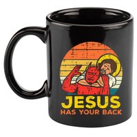 Jesus Has Your Back Jiu Jitsu Retro Christian 11oz C Handle Ceramic Mug