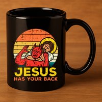 Jesus Has Your Back Jiu Jitsu Retro Christian 11oz C Handle Ceramic Mug