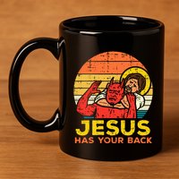 Jesus Has Your Back Jiu Jitsu Retro Christian 11oz C Handle Ceramic Mug