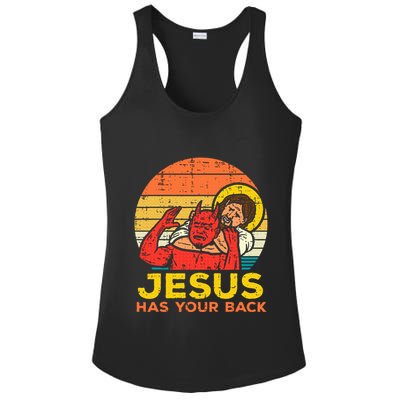 Jesus Has Your Back Jiu Jitsu Retro Christian Ladies PosiCharge Competitor Racerback Tank