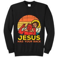 Jesus Has Your Back Jiu Jitsu Retro Christian Tall Sweatshirt