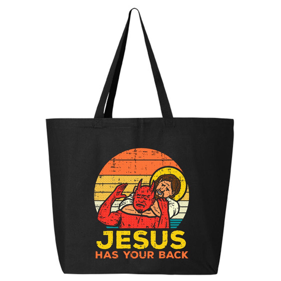 Jesus Has Your Back Jiu Jitsu Retro Christian 25L Jumbo Tote