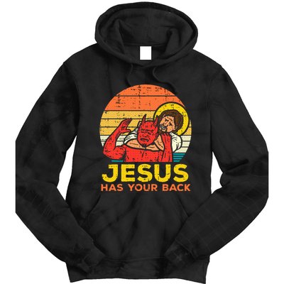 Jesus Has Your Back Jiu Jitsu Retro Christian Tie Dye Hoodie