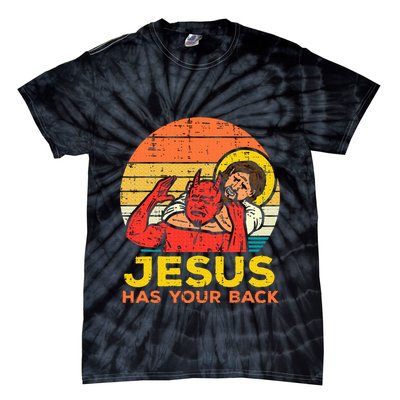 Jesus Has Your Back Jiu Jitsu Retro Christian Tie-Dye T-Shirt