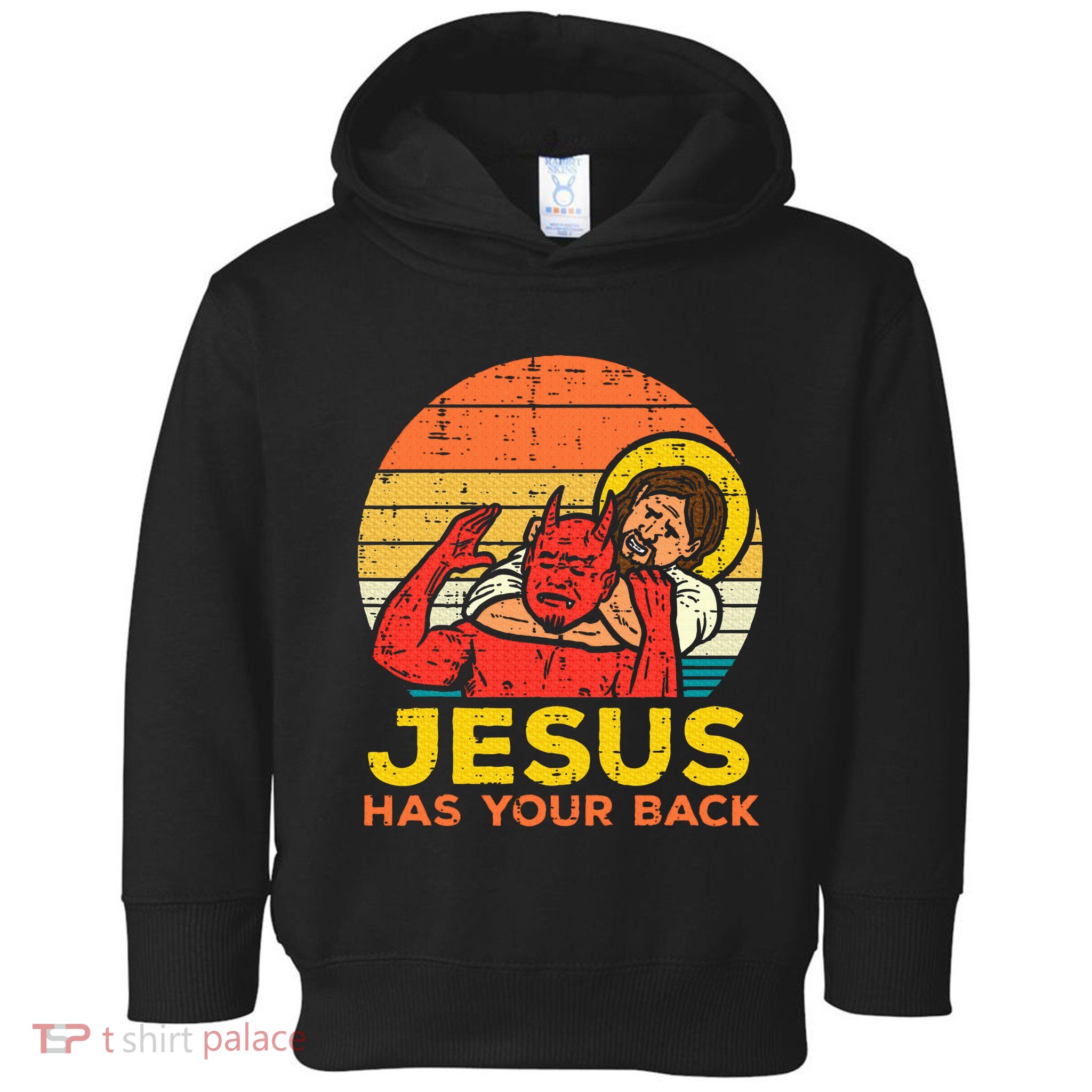 Jesus Has Your Back Jiu Jitsu Retro Christian Toddler Hoodie