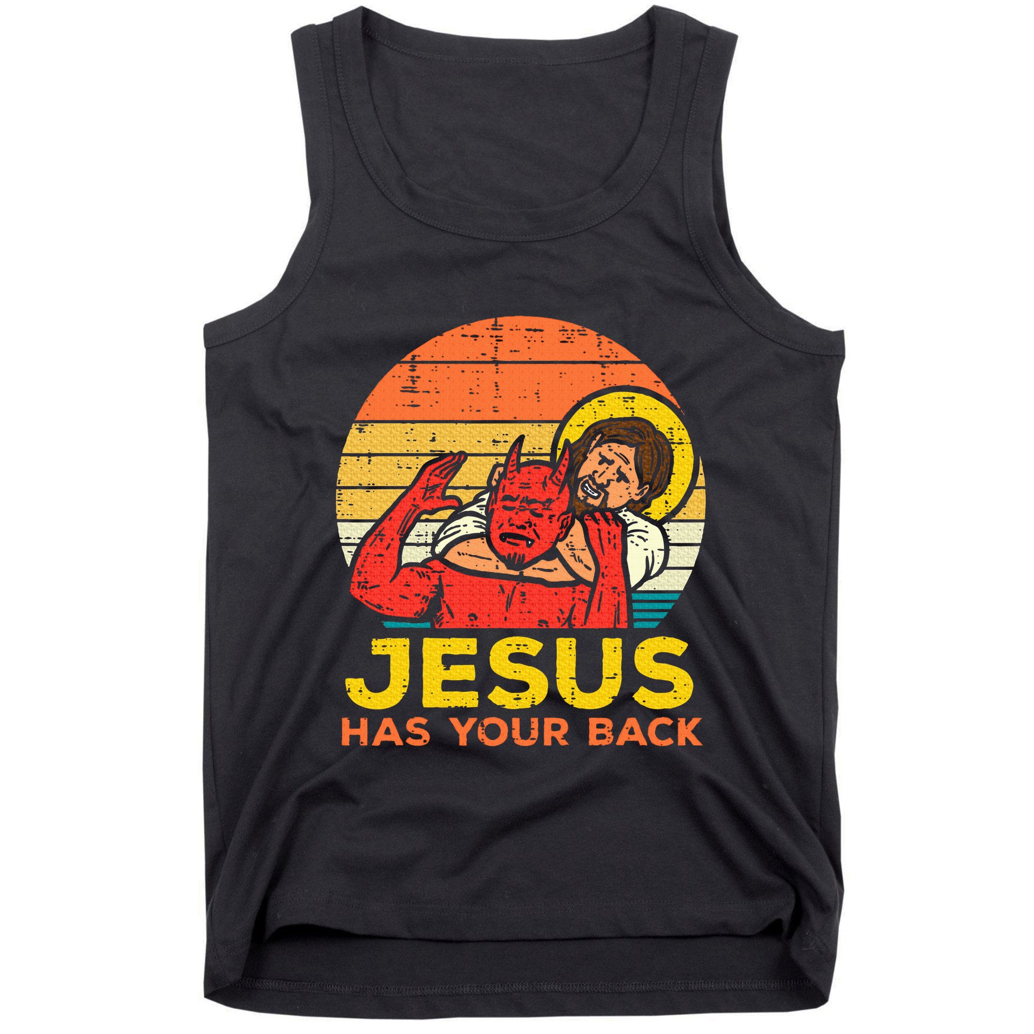 Jesus Has Your Back Jiu Jitsu Retro Christian Tank Top