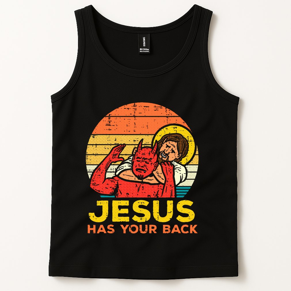 Jesus Has Your Back Jiu Jitsu Retro Christian Tank Top