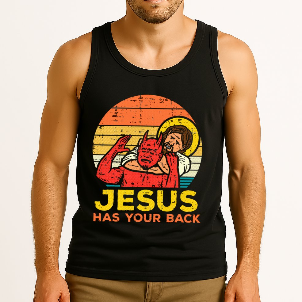 Jesus Has Your Back Jiu Jitsu Retro Christian Tank Top