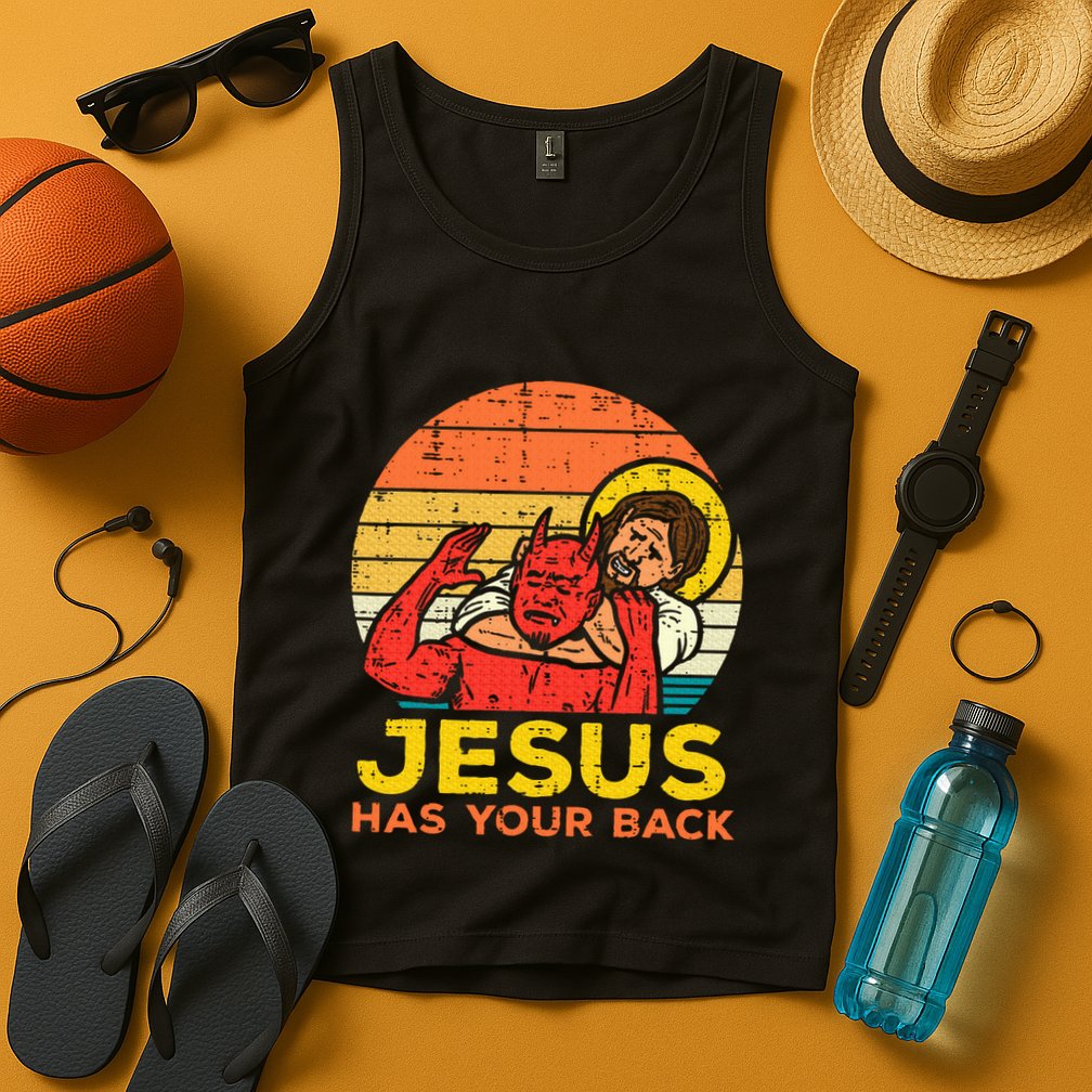 Jesus Has Your Back Jiu Jitsu Retro Christian Tank Top