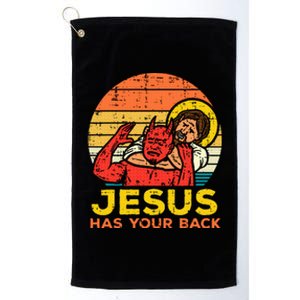 Jesus Has Your Back Jiu Jitsu Retro Christian Platinum Collection Golf Towel