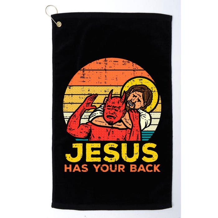 Jesus Has Your Back Jiu Jitsu Retro Christian Golf Towel