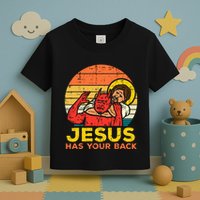 Jesus Has Your Back Jiu Jitsu Retro Christian Toddler T-Shirt