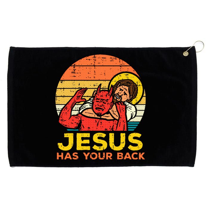 Jesus Has Your Back Jiu Jitsu Retro Christian Grommeted Golf Towel