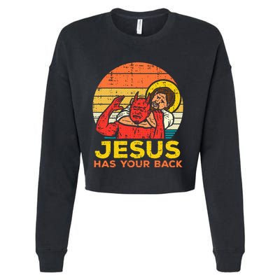 Jesus Has Your Back Jiu Jitsu Retro Christian Cropped Pullover Crew