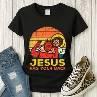Jesus Has Your Back Jiu Jitsu Retro Christian Womens T-Shirt