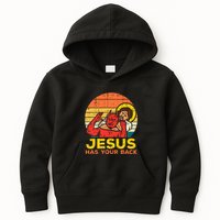 Jesus Has Your Back Jiu Jitsu Retro Christian Kids Hoodie