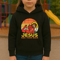 Jesus Has Your Back Jiu Jitsu Retro Christian Kids Hoodie